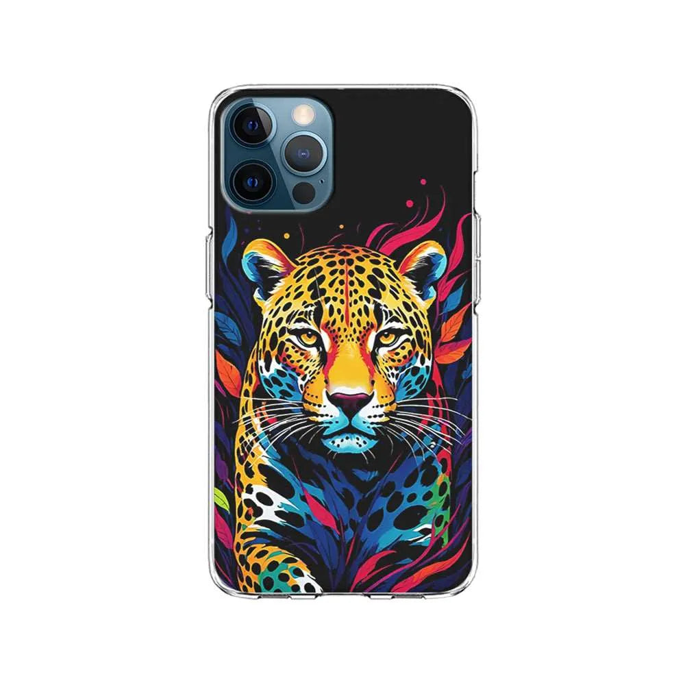 A Colorful Leopard on The Hunt iPhone 14 Pro Case-Clear Soft Case-Xtracase