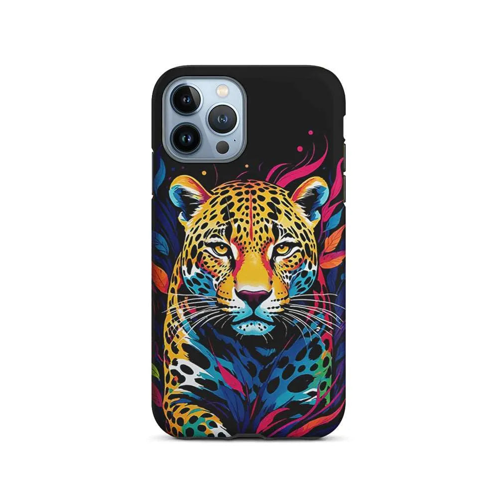 A Colorful Leopard on The Hunt iPhone 14 Pro Case-2 in 1 Tough Case-Xtracase