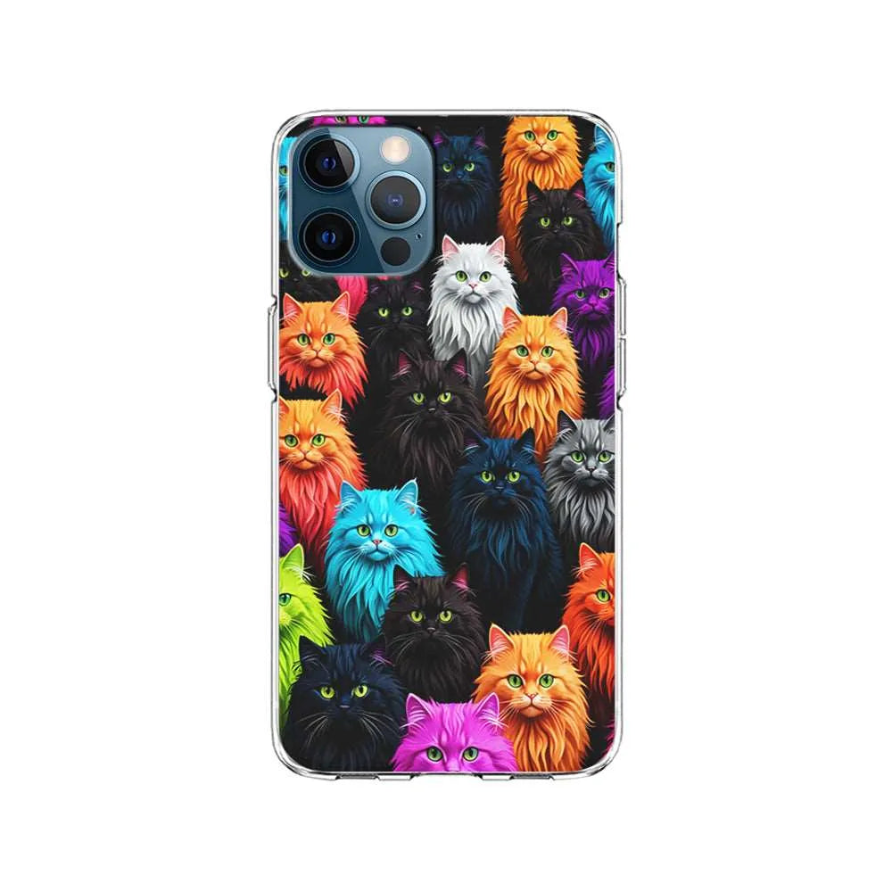A Group of Colorful Cats iPhone 14 Pro Case-Clear Soft Case-Xtracase