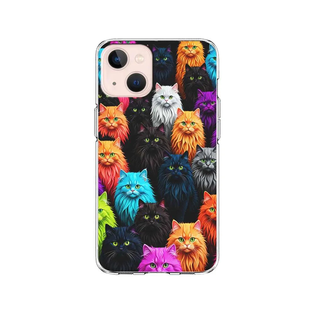 A Group of Colorful Cats iPhone 14 Plus Case-Clear Soft Case-Xtracase