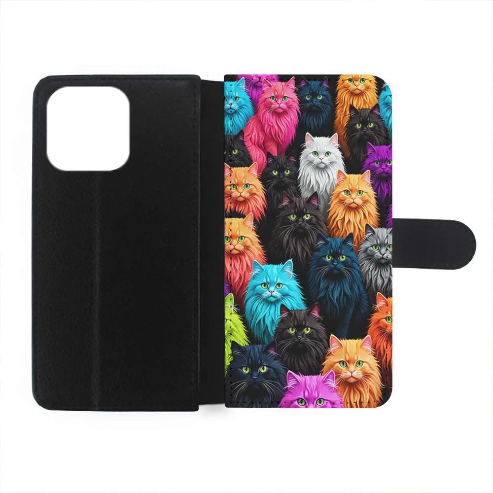 A Group of Colorful Cats iPhone 14 Plus Case-Flip Wallet Case-Xtracase
