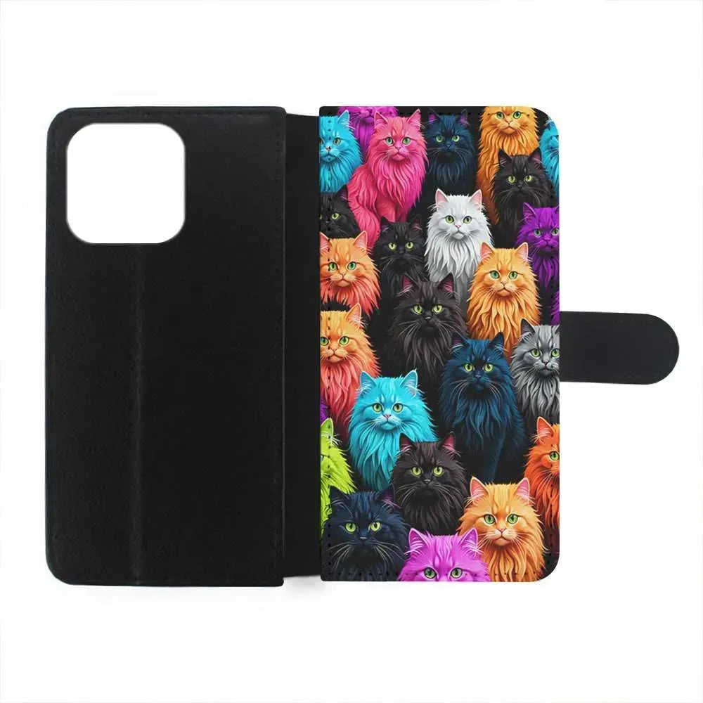 A Group of Colorful Cats iPhone 13 Mini Case-Flip Wallet Case-Xtracase