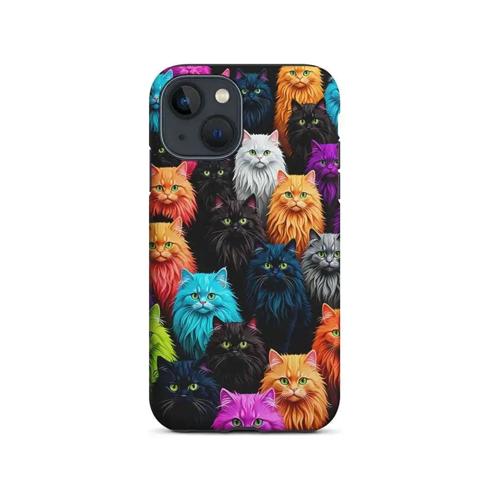 A Group of Colorful Cats iPhone 13 Mini Case-2 in 1 Tough Case-Xtracase