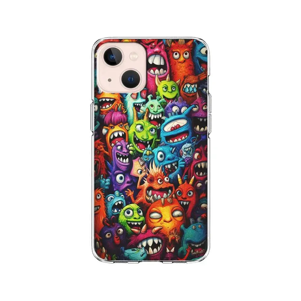 A Lot of Monsters Doodle iPhone 13 Mini Case-Clear Soft Case-Xtracase