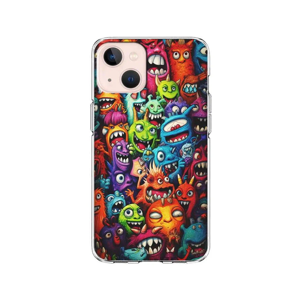 A Lot of Monsters Doodle iPhone 14 Plus Case-Clear Soft Case-Xtracase