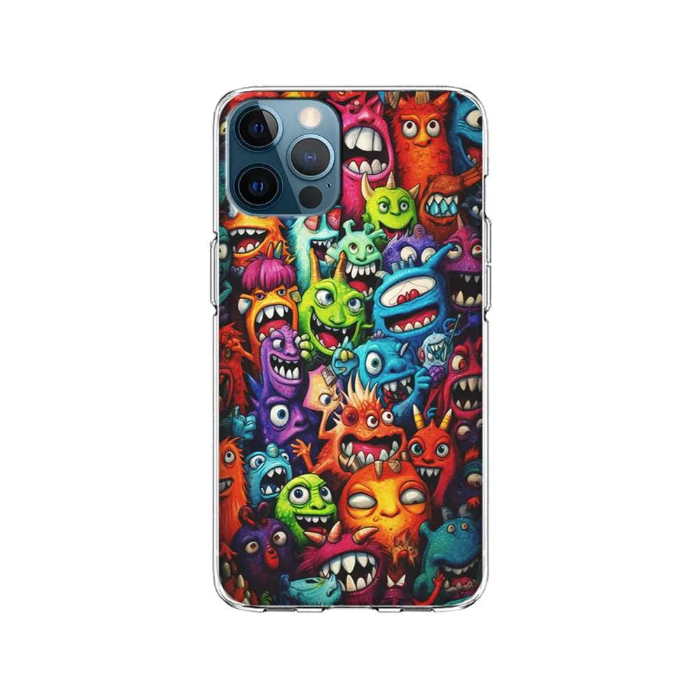 A Lot of Monsters Doodle iPhone 13 Pro Case-Clear Soft Case-Xtracase