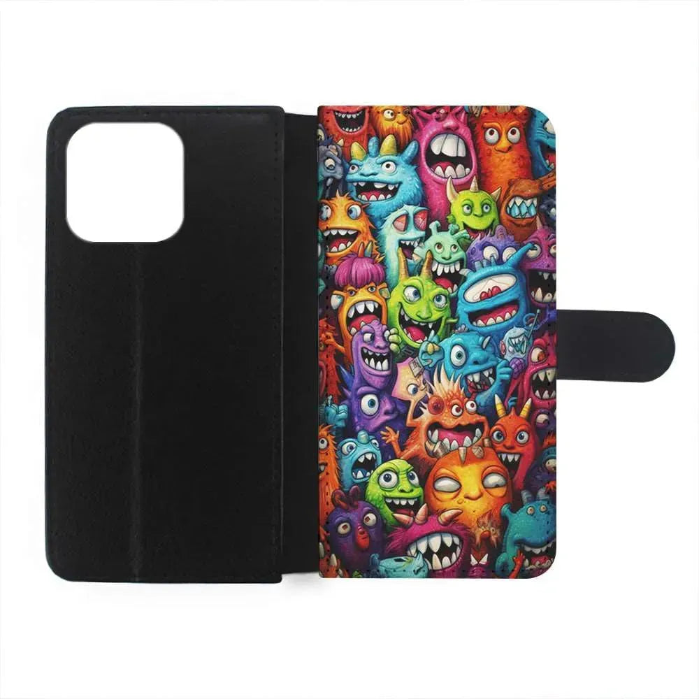 A Lot of Monsters Doodle iPhone 13 Mini Case-Flip Wallet Case-Xtracase