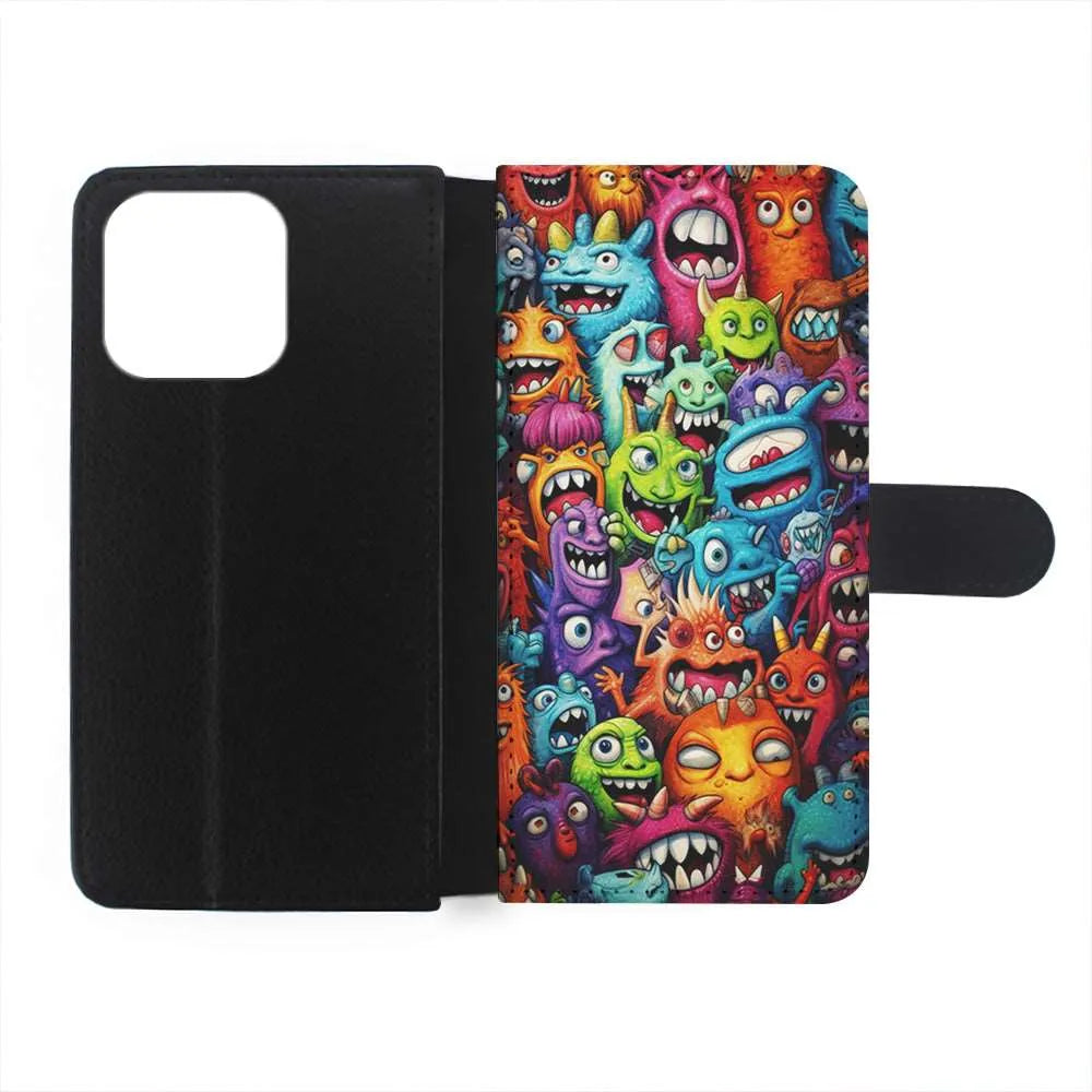 A Lot of Monsters Doodle iPhone 15 Case-Flip Wallet Case-Xtracase