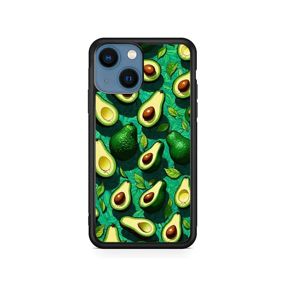 A Pattern of Avocado Cut in Half iPhone 15 Plus Case-Rubber / Black (2D Case)-Xtracase