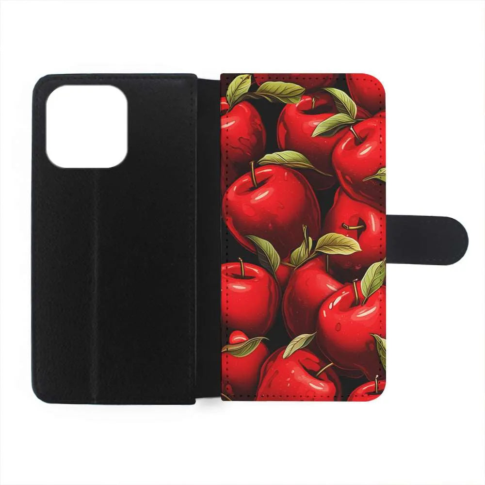 A Red Apple with Leaves iPhone 15 Plus Case-Flip Wallet Case-Xtracase
