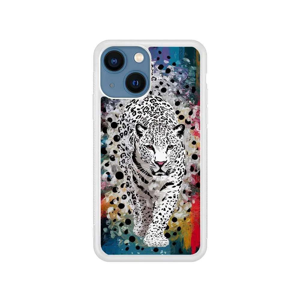 A White Leopard Painting iPhone 15 Case-Rubber / White (2D Case)-Xtracase