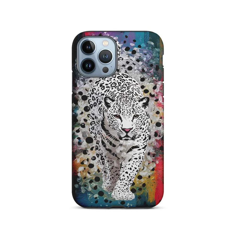 A White Leopard Painting iPhone 14 Pro Max Case-2 in 1 Tough Case-Xtracase
