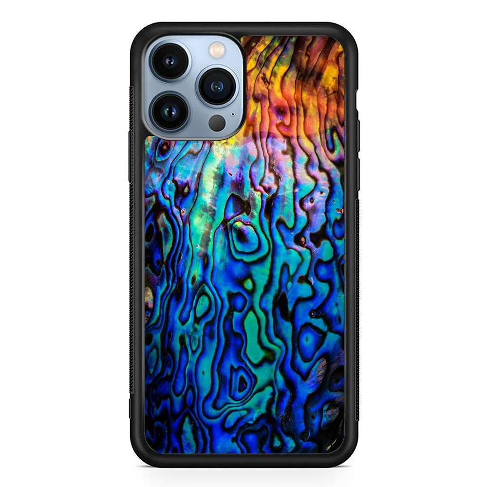 Abalone Shell Colorful iPhone 13 Pro Case-Rubber / Black (2D Case)-Xtracase