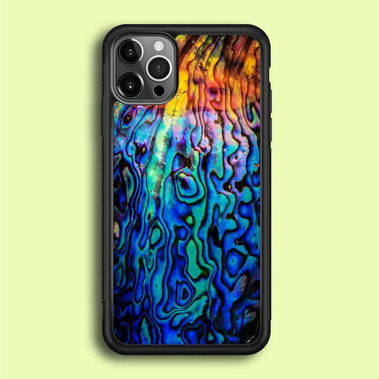 Abalone Shell Colorful iPhone 12 Pro Max Case-Rubber / Black (2D Case)-Xtracase