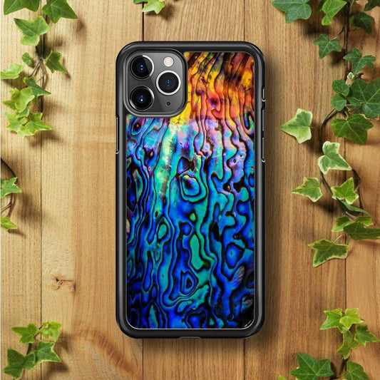 Abalone Shell Colorful iPhone 11 Pro Max Case-Rubber / Black (2D Case)-Xtracase