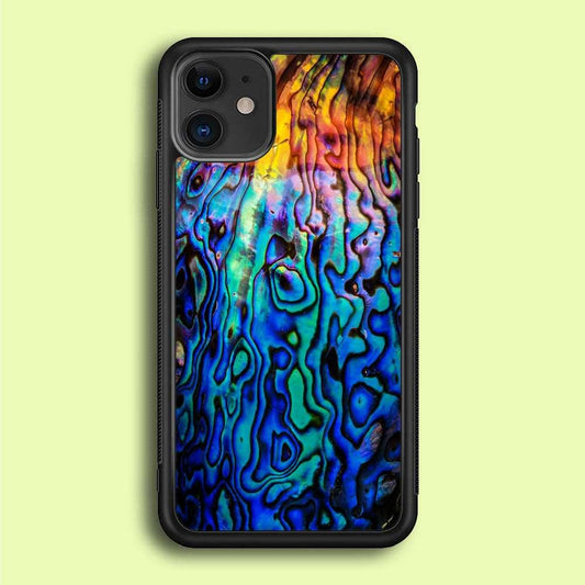 Abalone Shell Colorful iPhone 12 Case-Rubber / Black (2D Case)-Xtracase