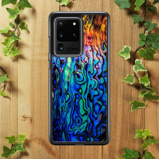 Abalone Shell Colorful Samsung Galaxy S20 Ultra Case-Rubber / Black (2D Case)-Xtracase