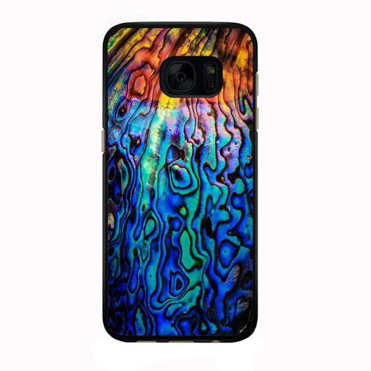 Abalone Shell Colorful Samsung Galaxy S7 Edge Case-Rubber / Black (2D Case)-Xtracase