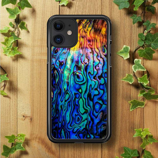 Abalone Shell Colorful iPhone 11 Case-Rubber / Black (2D Case)-Xtracase
