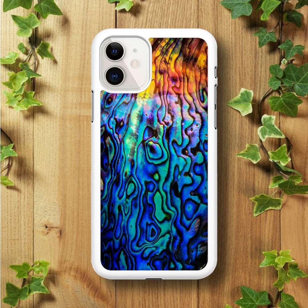 Abalone Shell Colorful iPhone 11 Case-Rubber / White (2D Case)-Xtracase