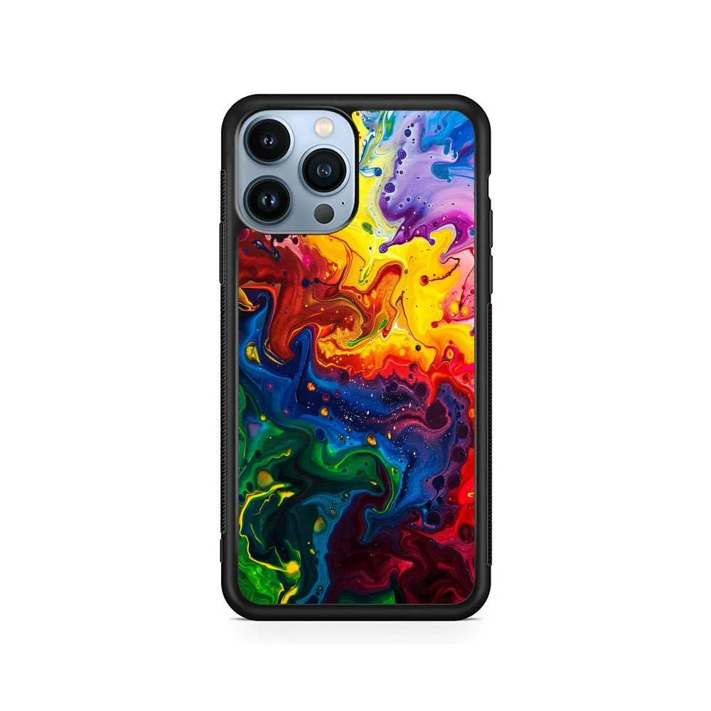 Abstract Liquid Marble Aesthetic iPhone 13 Pro Case-Rubber / Black (2D Case)-Xtracase