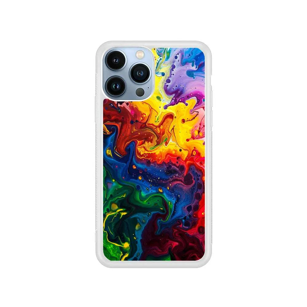 Abstract Liquid Marble Aesthetic iPhone 15 Pro Case-Rubber / White (2D Case)-Xtracase