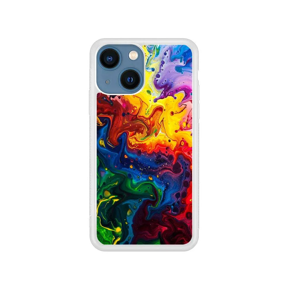 Abstract Liquid Marble Aesthetic iPhone 15 Case-Rubber / White (2D Case)-Xtracase