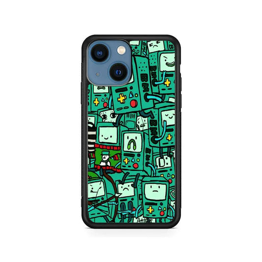 Adventure Time BMO Pattern iPhone 15 Plus Case-Rubber / Black (2D Case)-Xtracase