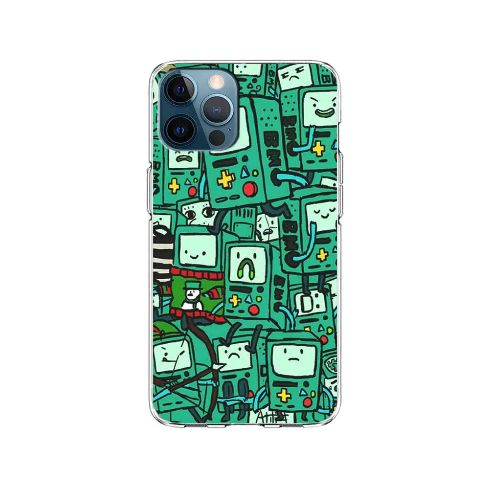 Adventure Time BMO Pattern iPhone 15 Pro Case-Clear Soft Case-Xtracase