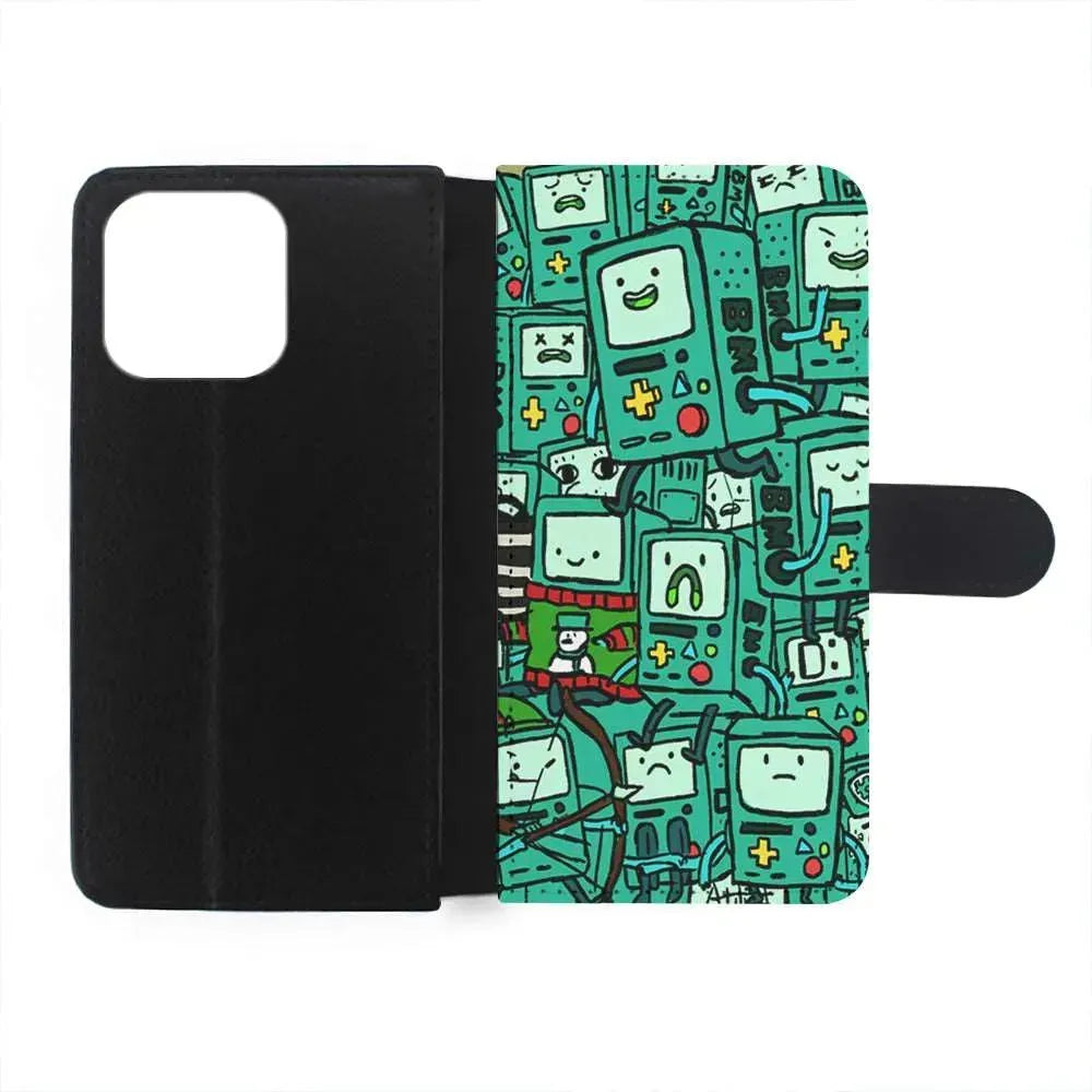 Adventure Time BMO Pattern iPhone 13 Mini Case-Flip Wallet Case-Xtracase