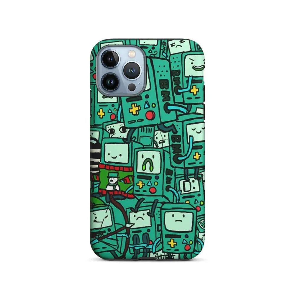 Adventure Time BMO Pattern iPhone 14 Pro Case-2 in 1 Tough Case-Xtracase
