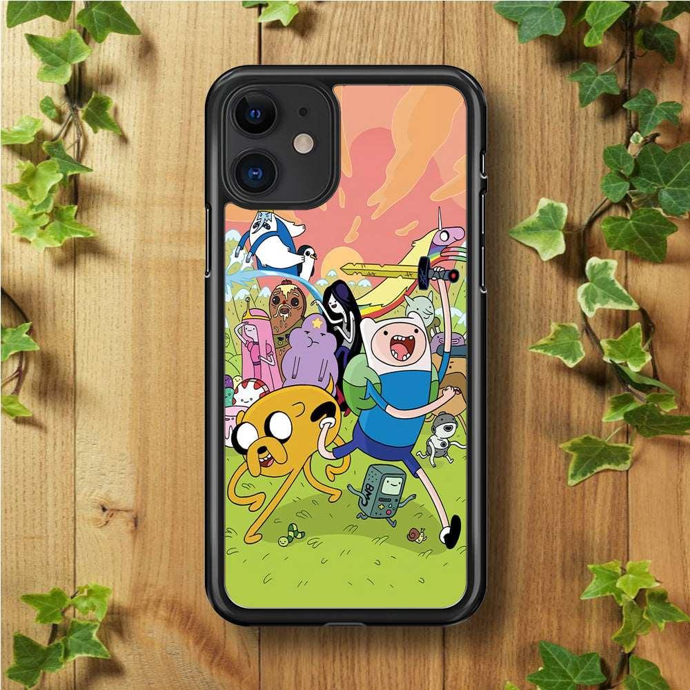 Adventure Time Character iPhone 11 Case-Rubber / Black (2D Case)-Xtracase