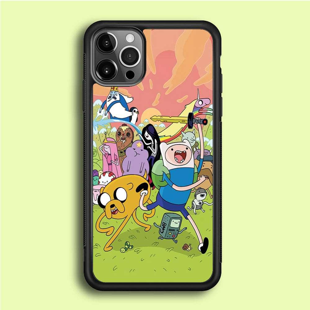 Adventure Time Character iPhone 12 Pro Case-Rubber / Black (2D Case)-Xtracase