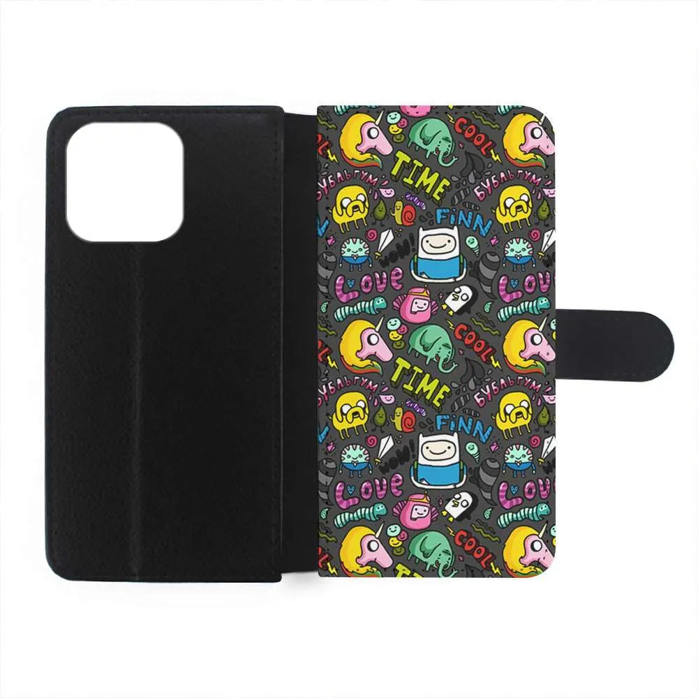 Adventure Time Pattern iPhone 14 Pro Case-Flip Wallet Case-Xtracase