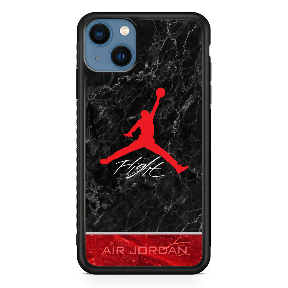 Air Jordan Flight Black Marble iPhone 15 Plus Case-Xtracase