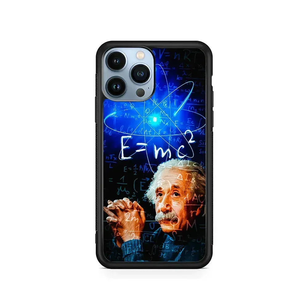 Albert Einstein Physical Formulas iPhone 15 Pro Max Case-Rubber / Black (2D Case)-Xtracase