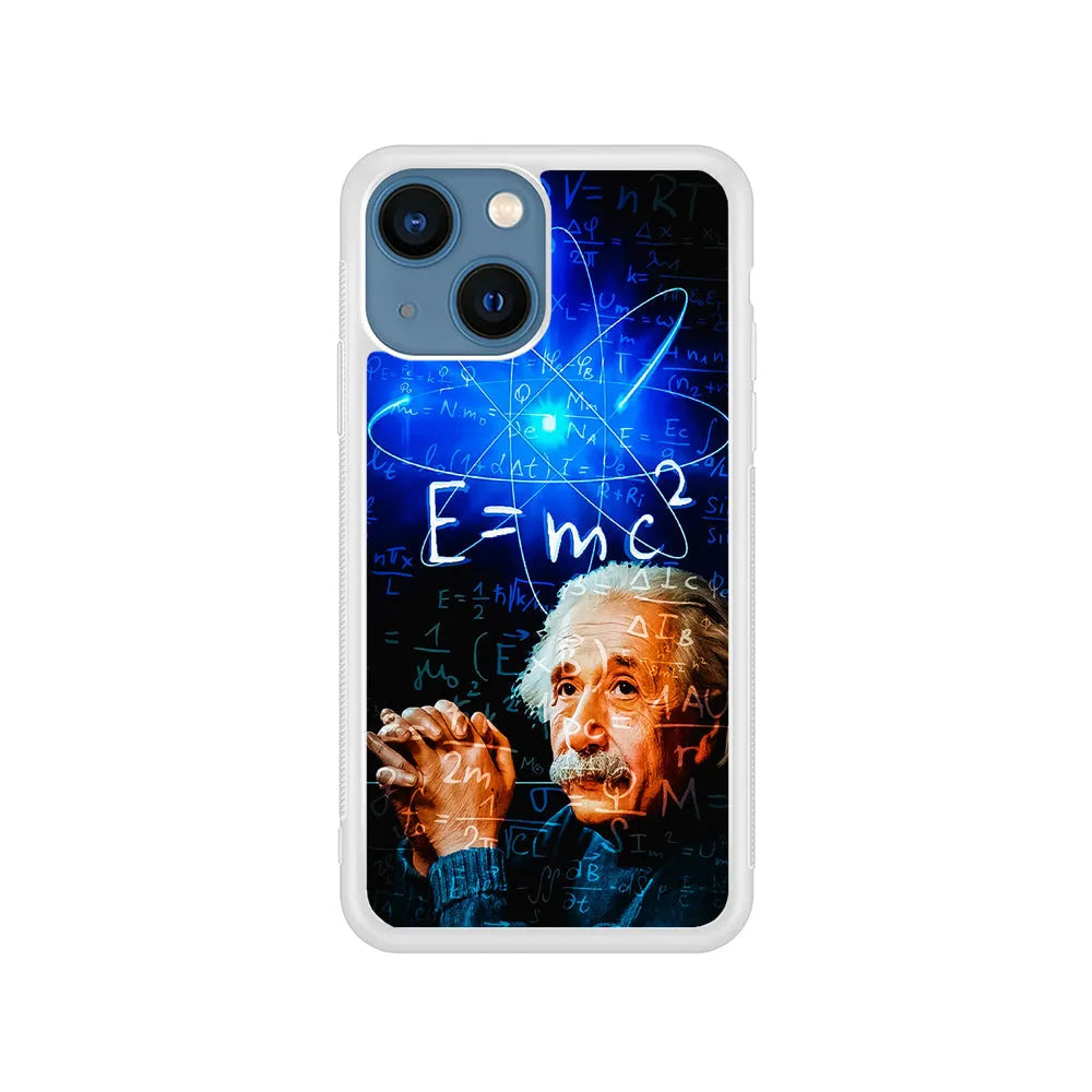Albert Einstein Physical Formulas iPhone 14 Plus Case-Rubber / White (2D Case)-Xtracase