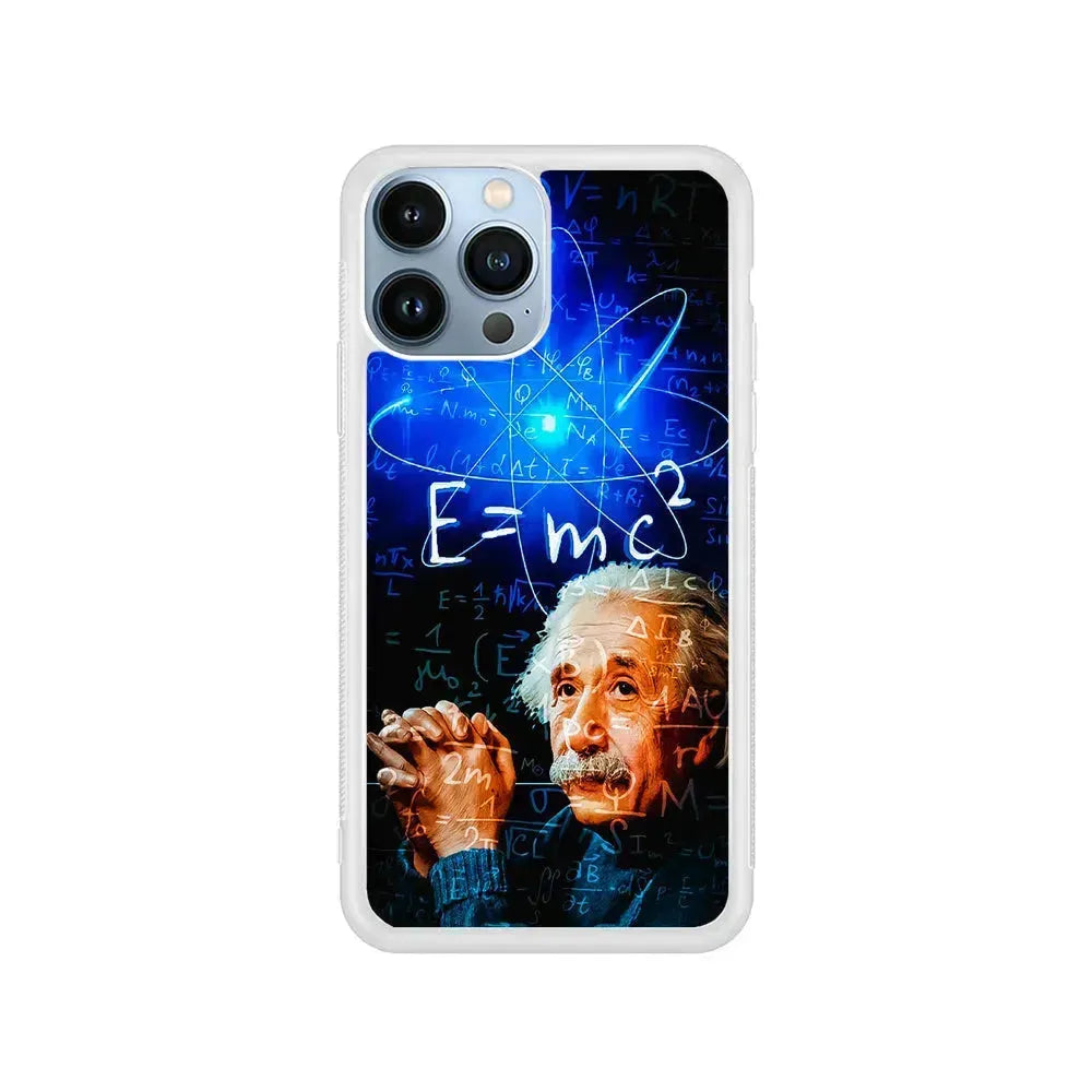 Albert Einstein Physical Formulas iPhone 15 Pro Max Case-Rubber / White (2D Case)-Xtracase