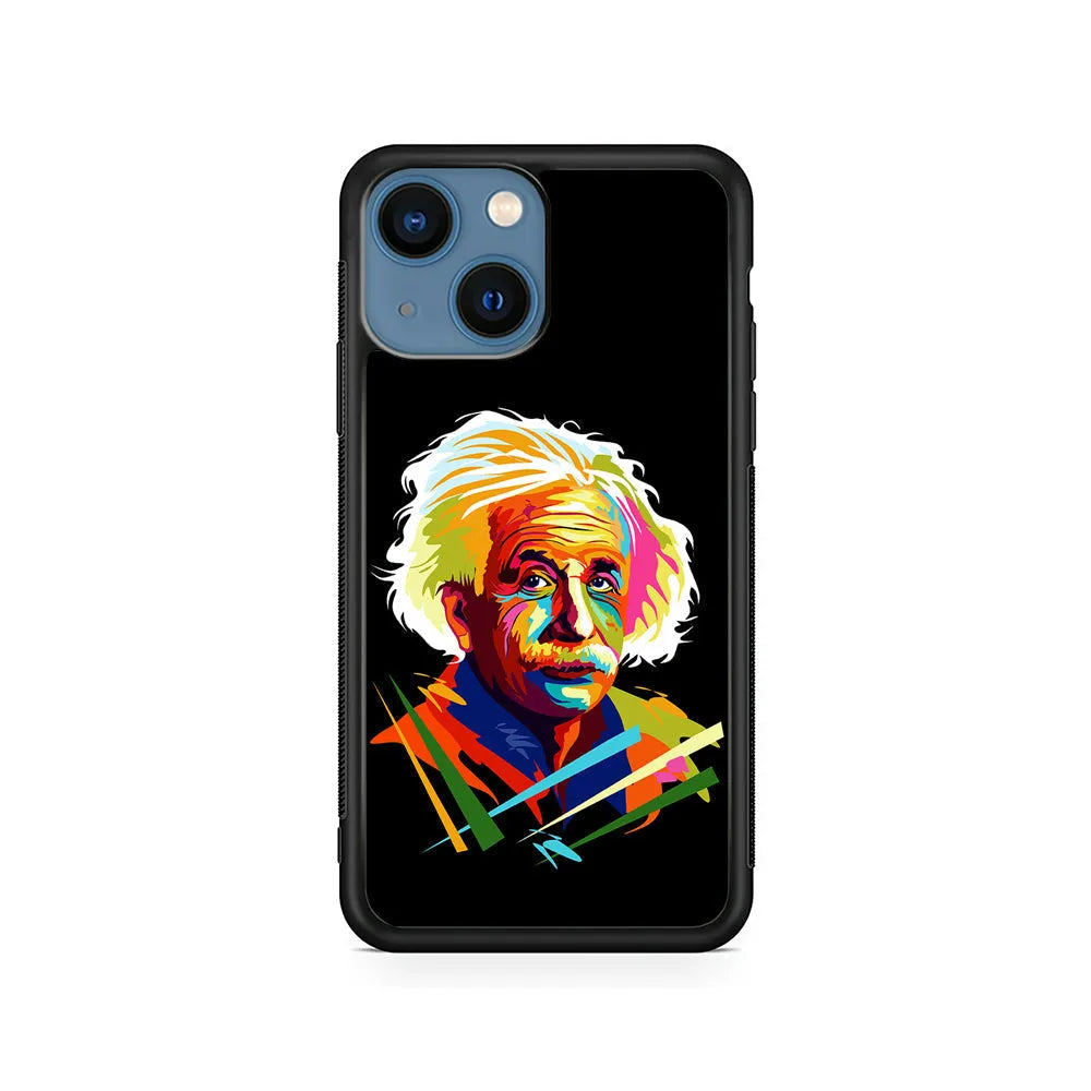 Albert Einstein Pop Art Black iPhone 15 Plus Case-Rubber / Black (2D Case)-Xtracase