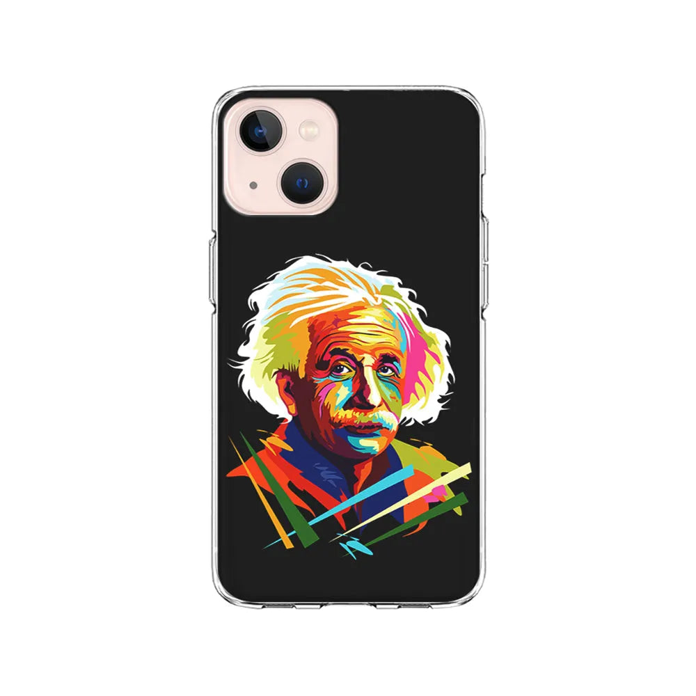 Albert Einstein Pop Art Black iPhone 14 Plus Case-Clear Soft Case-Xtracase