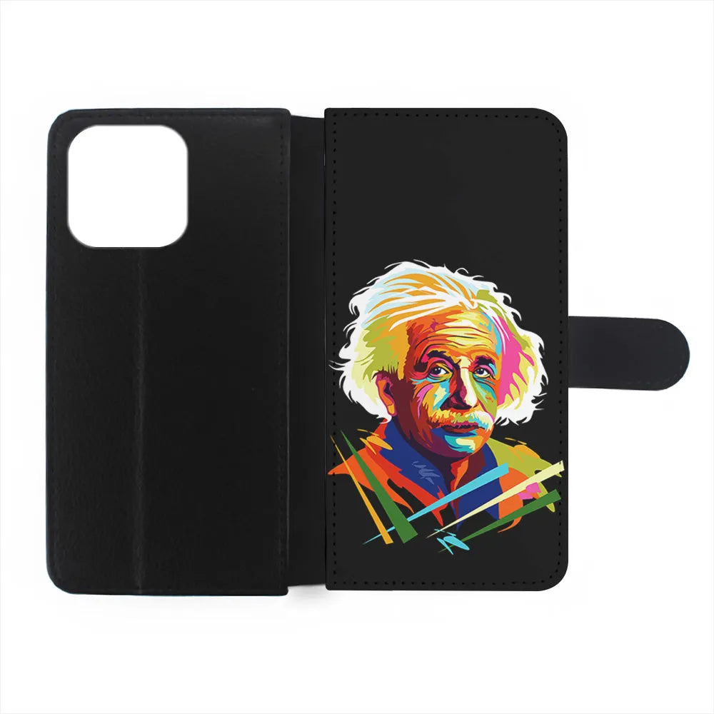 Albert Einstein Pop Art Black iPhone 13 Pro Case-Flip Wallet Case-Xtracase