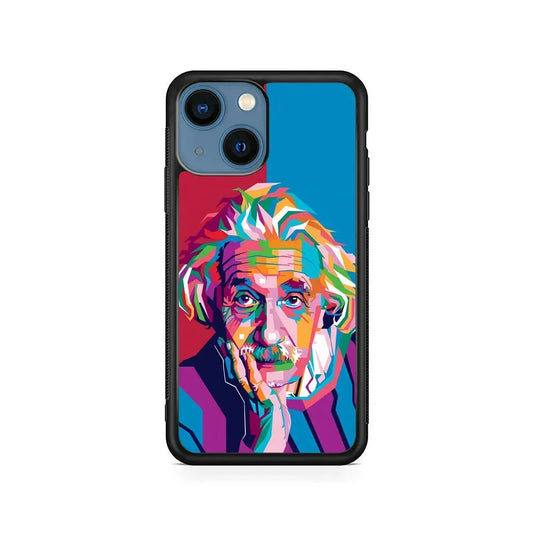Albert Einstein Pop Art Illustration iPhone 13 Mini Case-Rubber / Black (2D Case)-Xtracase