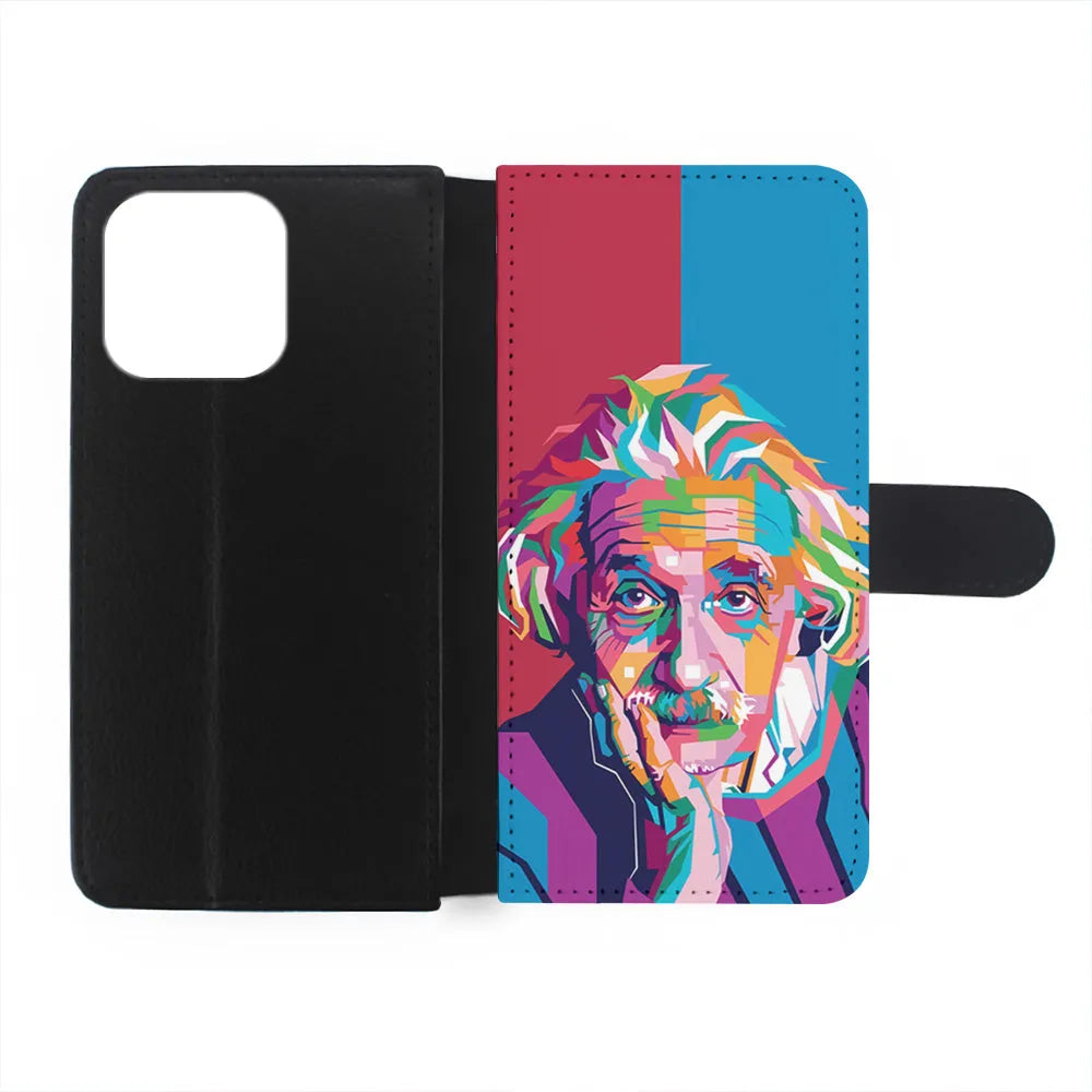 Albert Einstein Pop Art Illustration iPhone 13 Pro Case-Flip Wallet Case-Xtracase