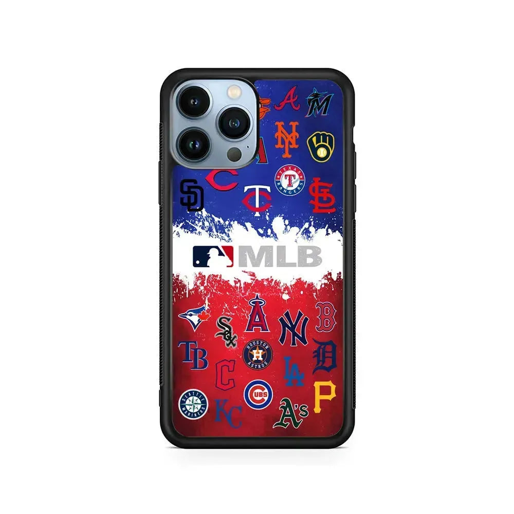 All MLB Teams Collection iPhone 15 Pro Max Case-Rubber / Black (2D Case)-Xtracase