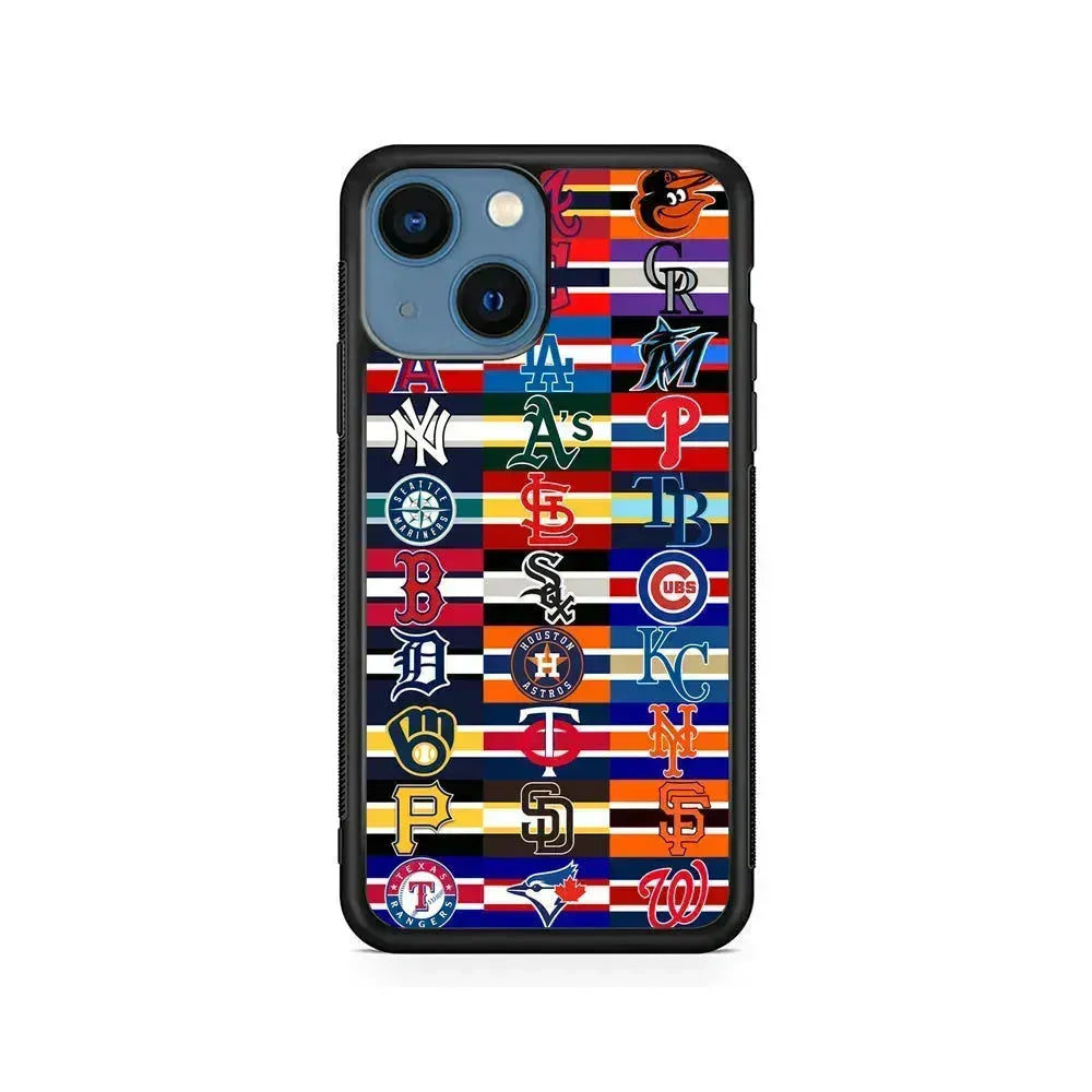 All MLB Teams Jersey iPhone 13 Mini Case-Rubber / Black (2D Case)-Xtracase
