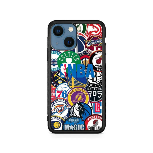 All NBA Basketball Teams iPhone 13 Mini Case-Rubber / Black (2D Case)-Xtracase