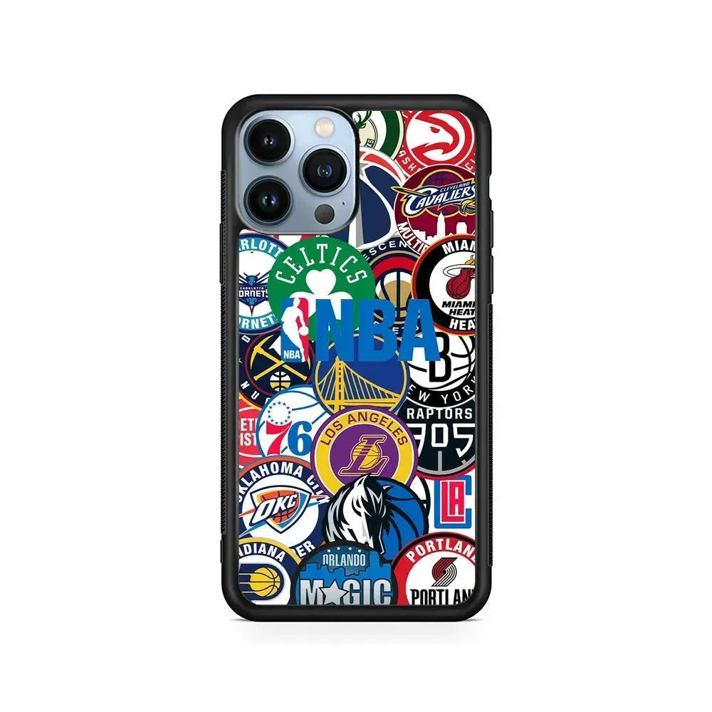 All NBA Basketball Teams iPhone 15 Pro Max Case-Rubber / Black (2D Case)-Xtracase