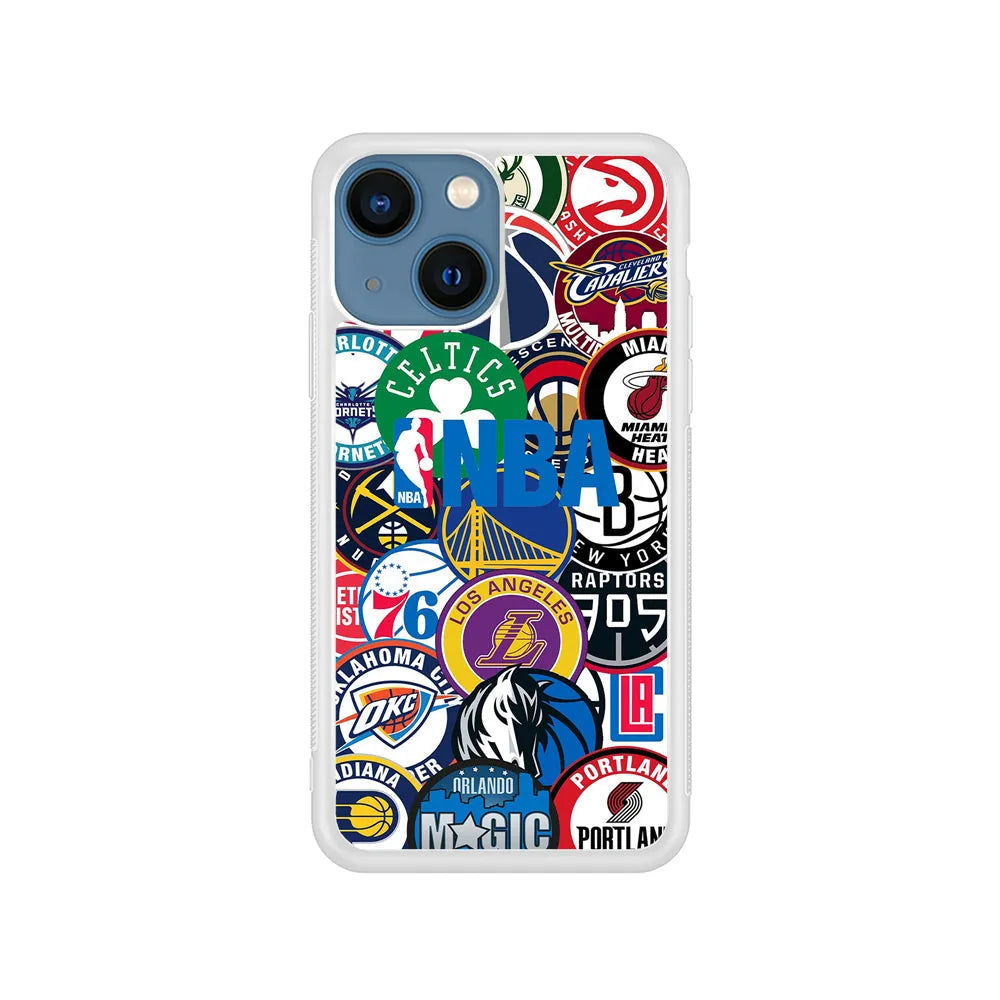 All NBA Basketball Teams iPhone 14 Plus Case-Rubber / White (2D Case)-Xtracase