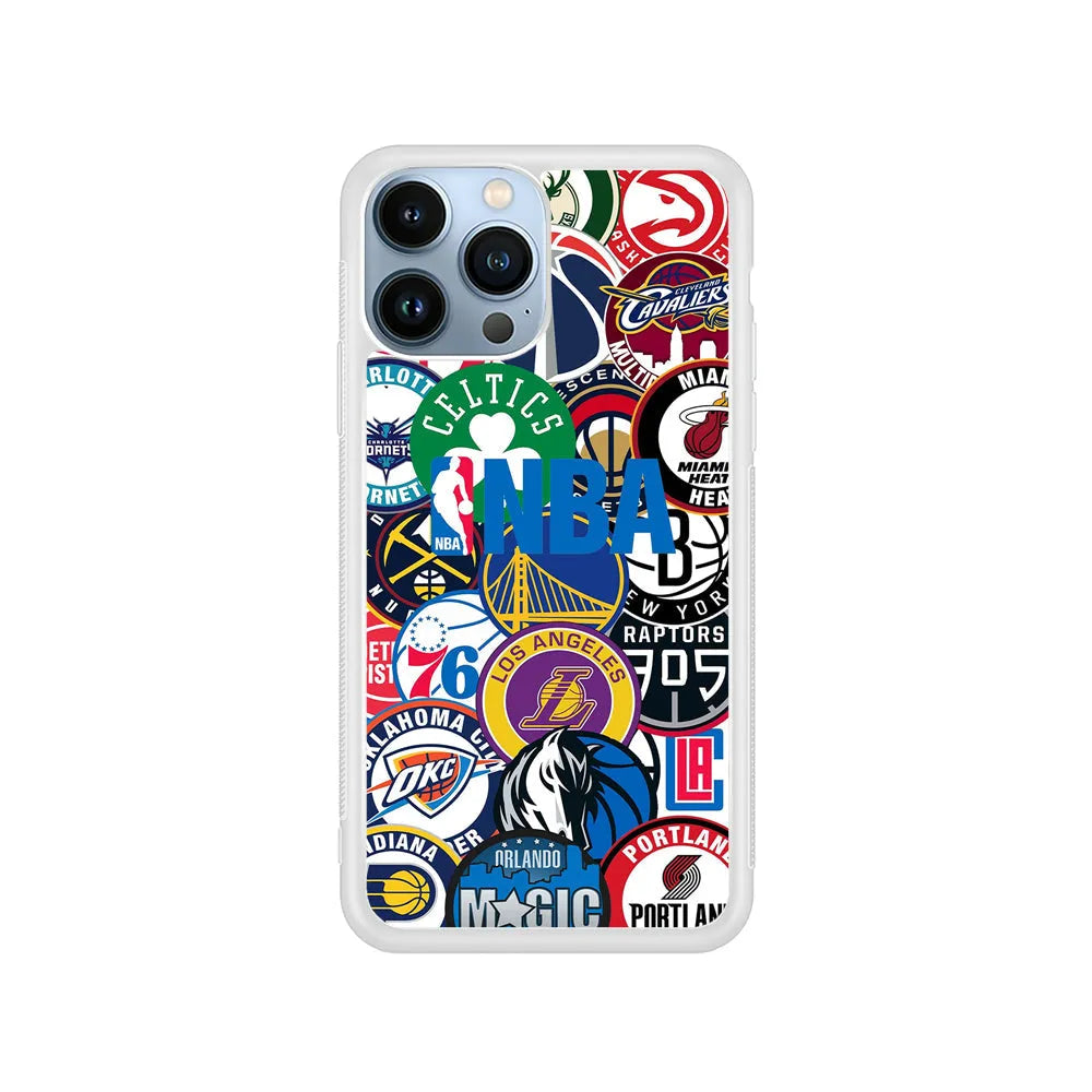 All NBA Basketball Teams iPhone 13 Pro Case-Rubber / White (2D Case)-Xtracase