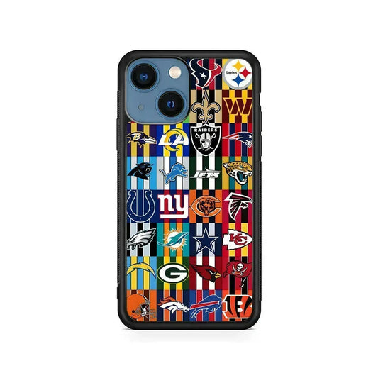 All NFL Football Logo iPhone 13 Mini Case-Rubber / Black (2D Case)-Xtracase